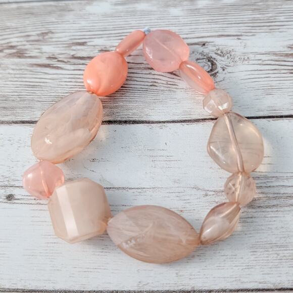 Vintage Stretch Bracelet - Chunky - Dusky Pinky Peach Tones - Picture 8 of 8